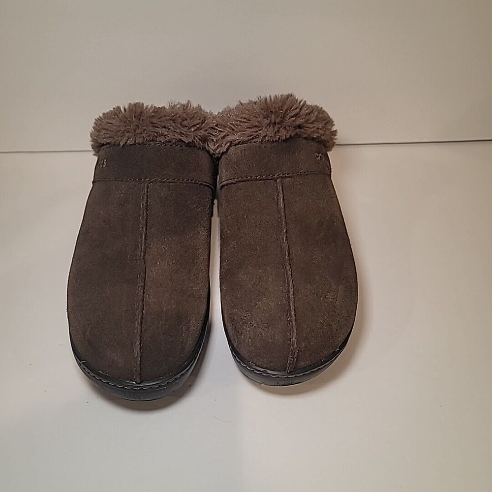 Crocs Women's Cobbler Mule Clogs Size 8 Brown Suede Faux Fur Wedge Heel 11602 - Picture 3 of 6
